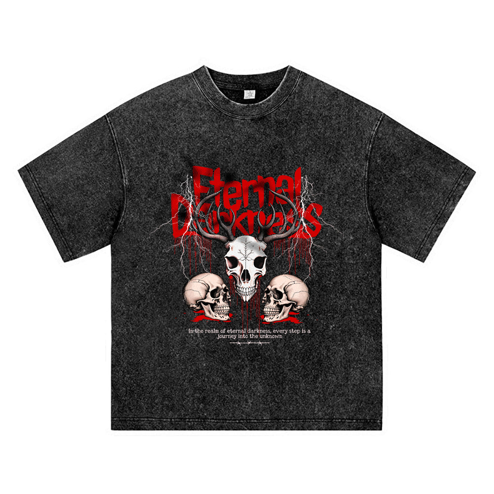 270GSM Heavy Cotton T-SHirt ACID Tees Washed Vintage T-Shirts Eternal Darkness DTG Print TShirts