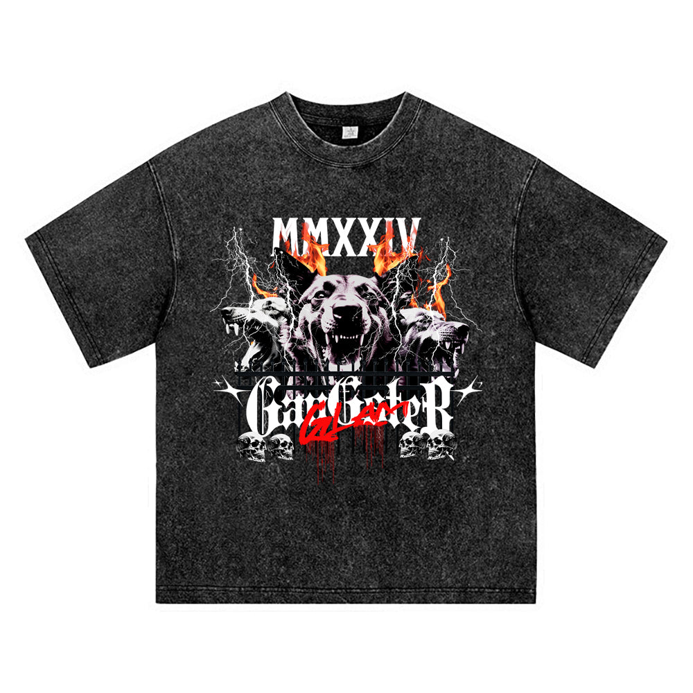 270GSM Heavy Cotton T-SHirt ACID Tees Washed Vintage T-Shirts Gangster Glam DTG Print TShirts