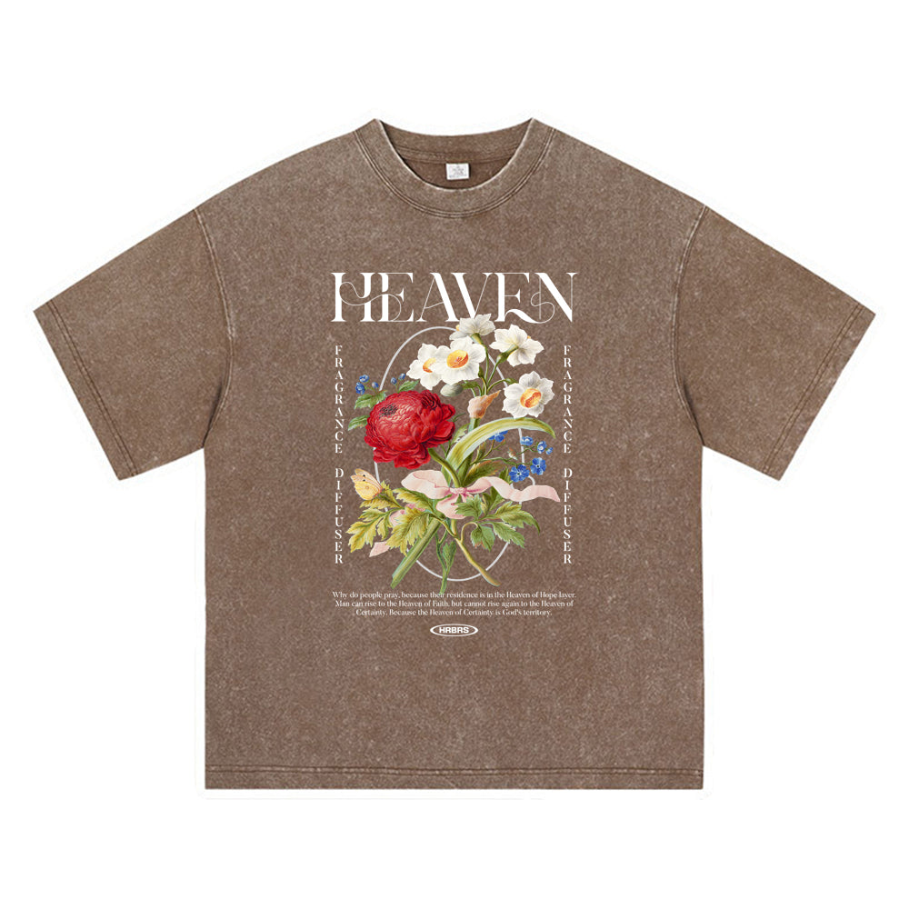 270GSM Heavy Cotton T-SHirt ACID Tees Washed Vintage T-Shirts Heaven DTG Print TShirts