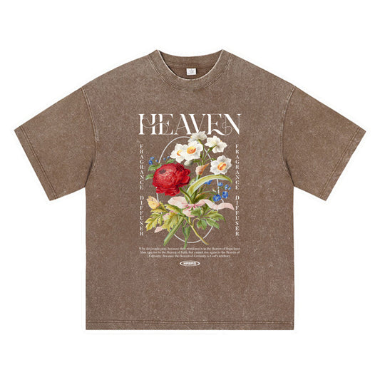 270GSM Heavy Cotton T-SHirt ACID Tees Washed Vintage T-Shirts Heaven DTG Print TShirts