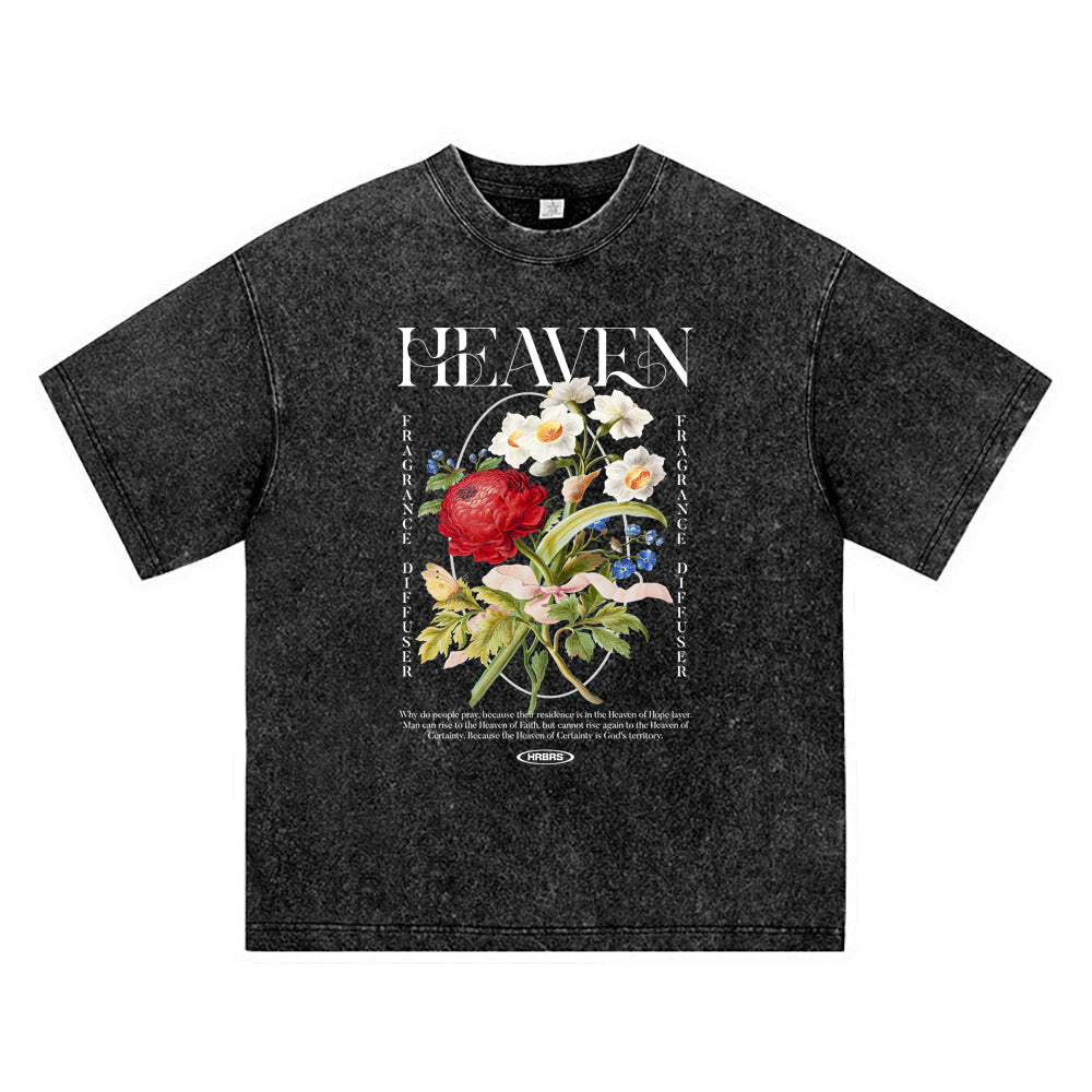 270GSM Heavy Cotton T-SHirt ACID Tees Washed Vintage T-Shirts Heaven DTG Print TShirts