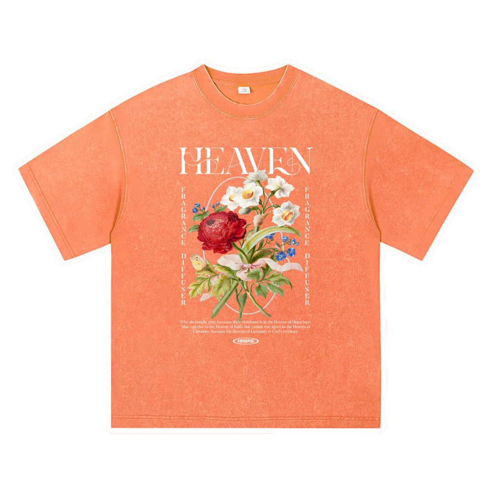 270GSM Heavy Cotton T-SHirt ACID Tees Washed Vintage T-Shirts Heaven DTG Print TShirts