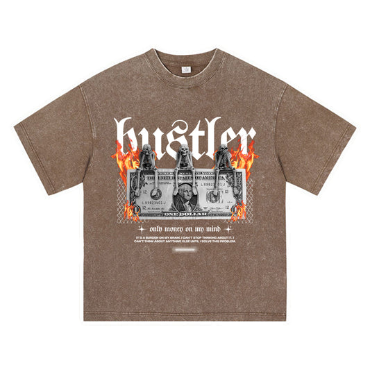 270GSM Heavy Cotton T-SHirt ACID Tees Washed Vintage T-Shirts Hustler DTG Print TShirts