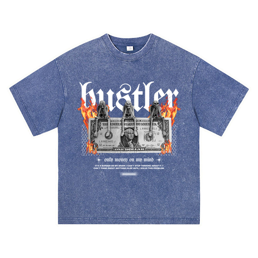 270GSM Heavy Cotton T-SHirt ACID Tees Washed Vintage T-Shirts Hustler DTG Print TShirts