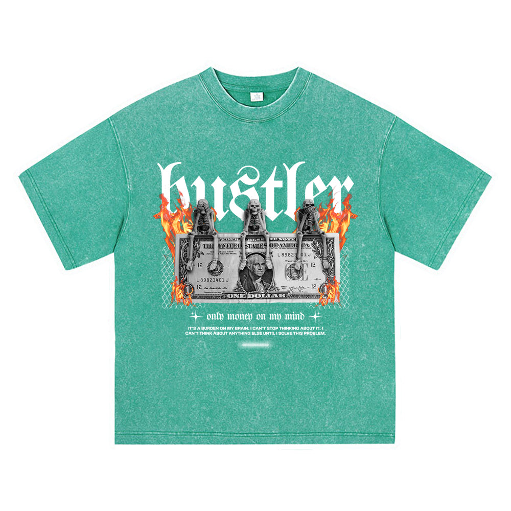 270GSM Heavy Cotton T-SHirt ACID Tees Washed Vintage T-Shirts Hustler DTG Print TShirts