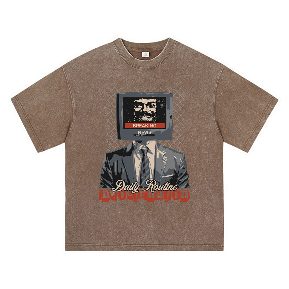 270GSM Heavy Cotton T-SHirt ACID Tees Washed Vintage T-Shirts Indoctrination DTG Print TShirts