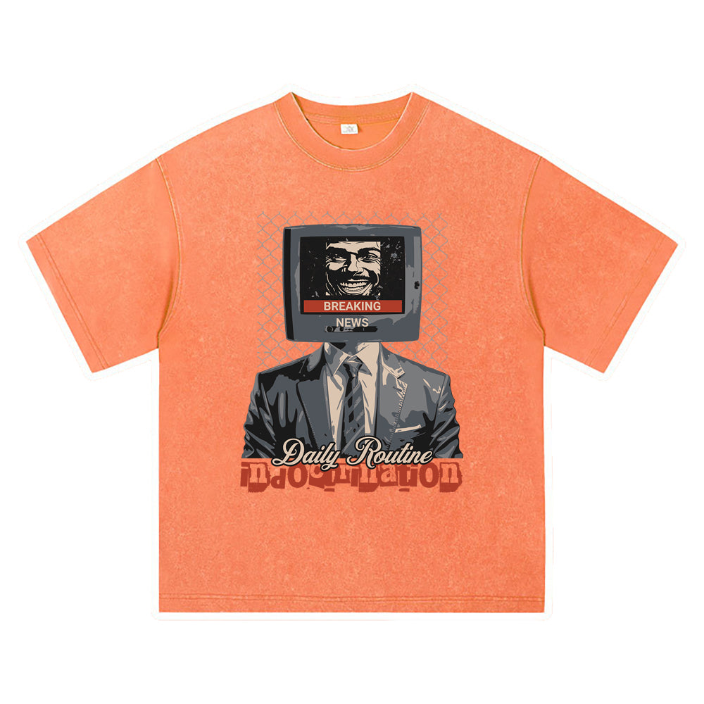 270GSM Heavy Cotton T-SHirt ACID Tees Washed Vintage T-Shirts Indoctrination DTG Print TShirts