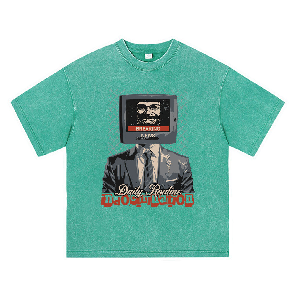 270GSM Heavy Cotton T-SHirt ACID Tees Washed Vintage T-Shirts Indoctrination DTG Print TShirts