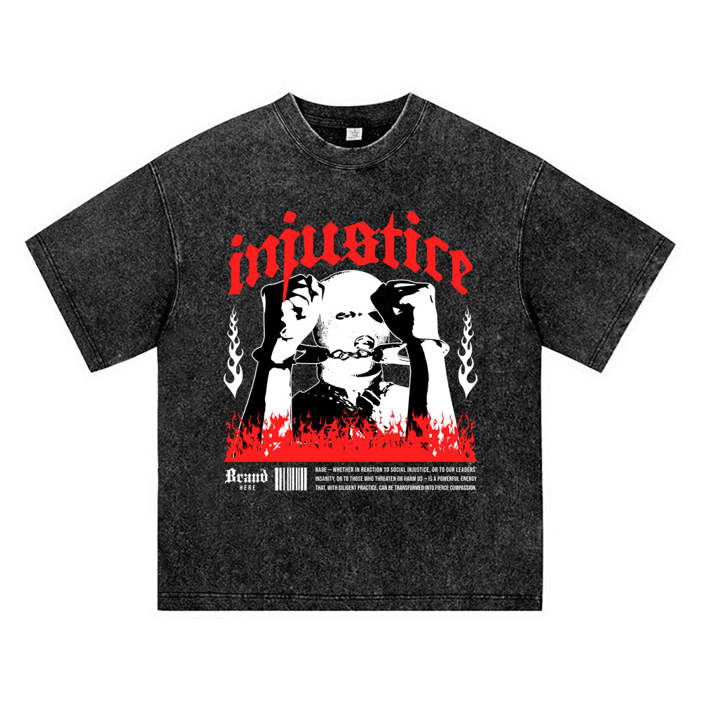 270GSM Heavy Cotton T-SHirt ACID Tees Washed Vintage T-Shirts Injustice DTG Print TShirts