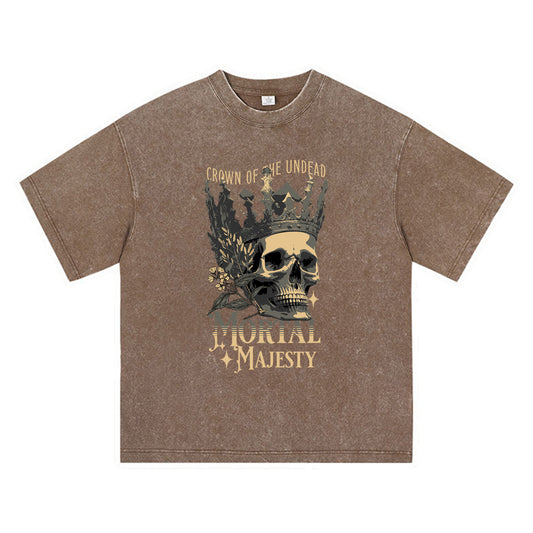 270GSM Heavy Cotton T-SHirt ACID Tees Washed Vintage T-Shirts Mortal Majesty DTG Print TShirts