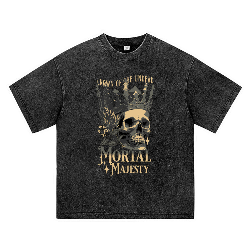 270GSM Heavy Cotton T-SHirt ACID Tees Washed Vintage T-Shirts Mortal Majesty DTG Print TShirts