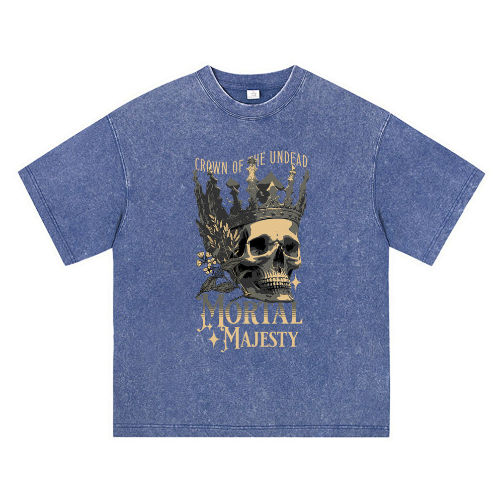 270GSM Heavy Cotton T-SHirt ACID Tees Washed Vintage T-Shirts Mortal Majesty DTG Print TShirts