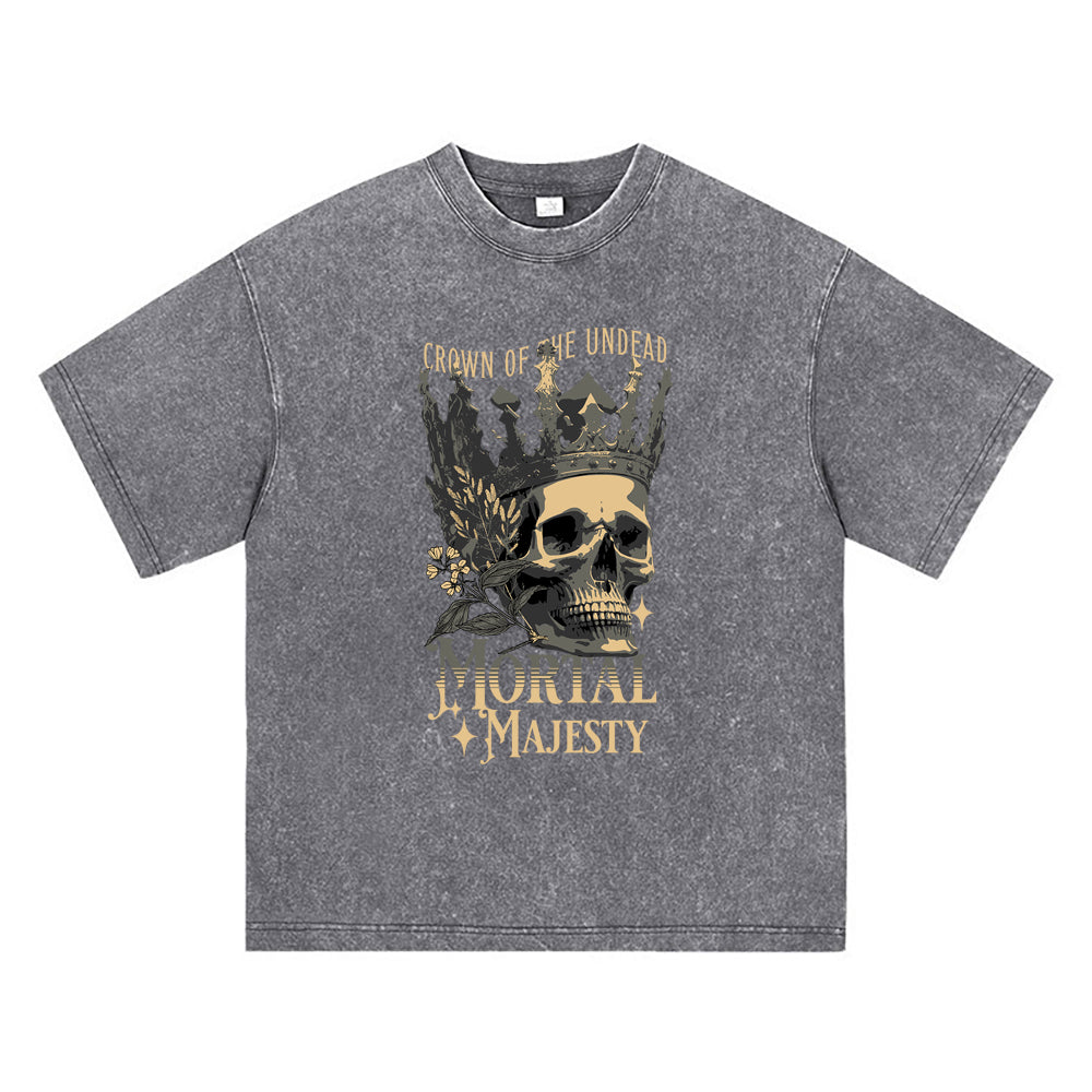 270GSM Heavy Cotton T-SHirt ACID Tees Washed Vintage T-Shirts Mortal Majesty DTG Print TShirts