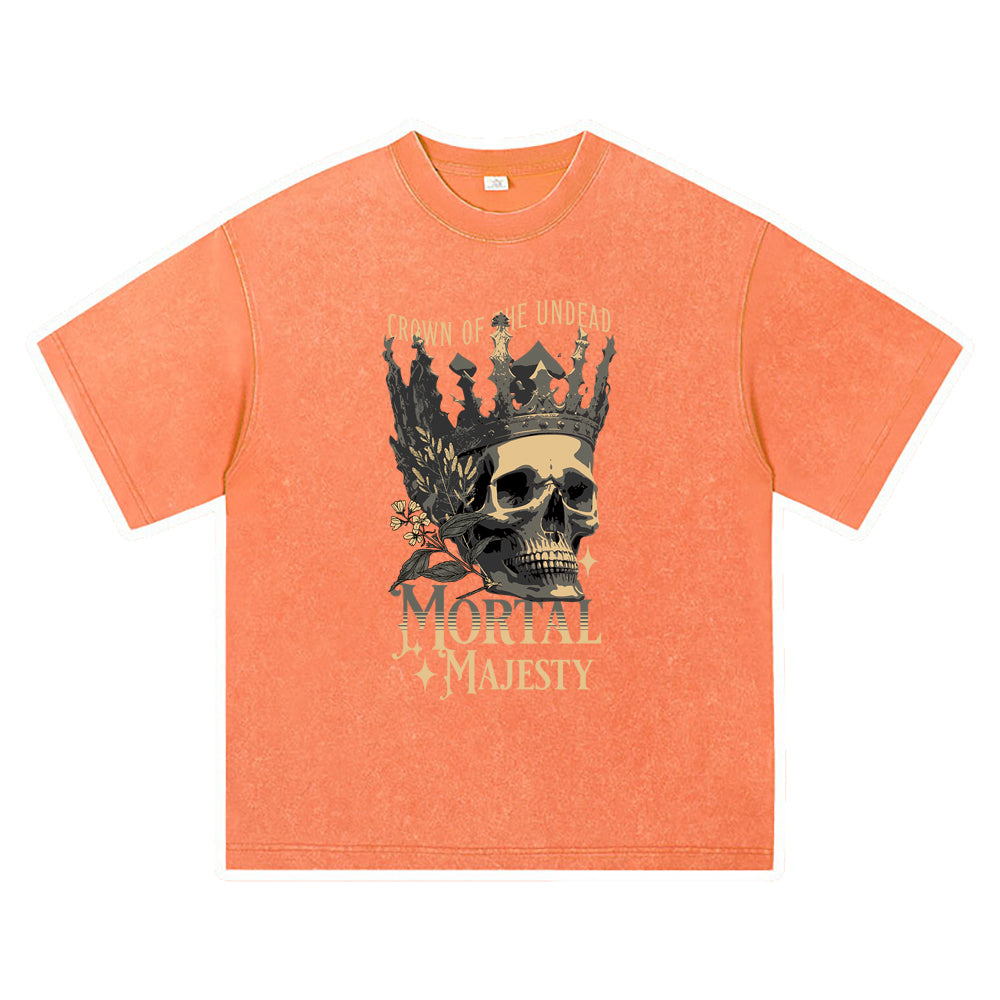 270GSM Heavy Cotton T-SHirt ACID Tees Washed Vintage T-Shirts Mortal Majesty DTG Print TShirts