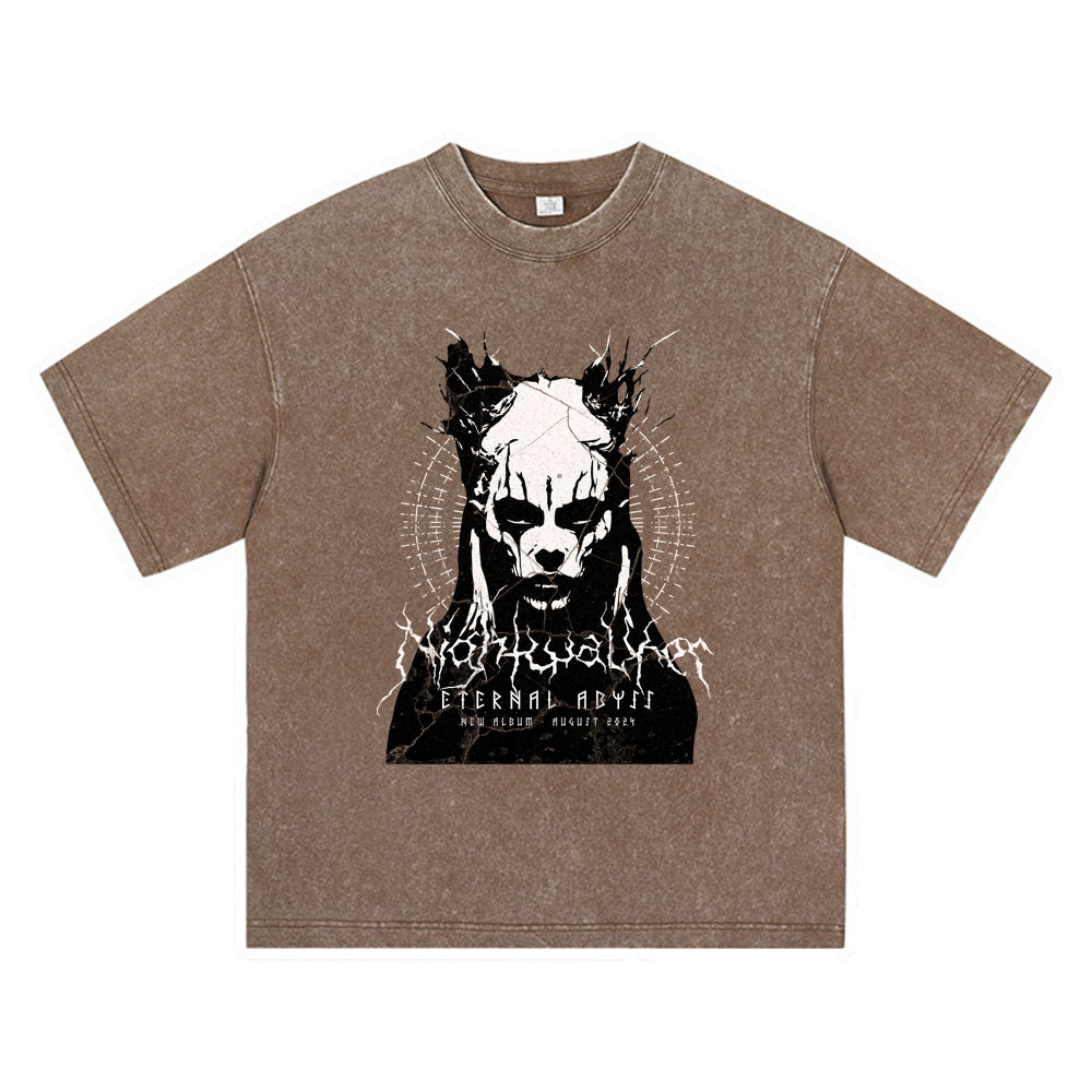 270GSM Heavy Cotton T-SHirt ACID Tees Washed Vintage T-Shirts Nightwalker Death Metal Shirt DTG Print TShirts