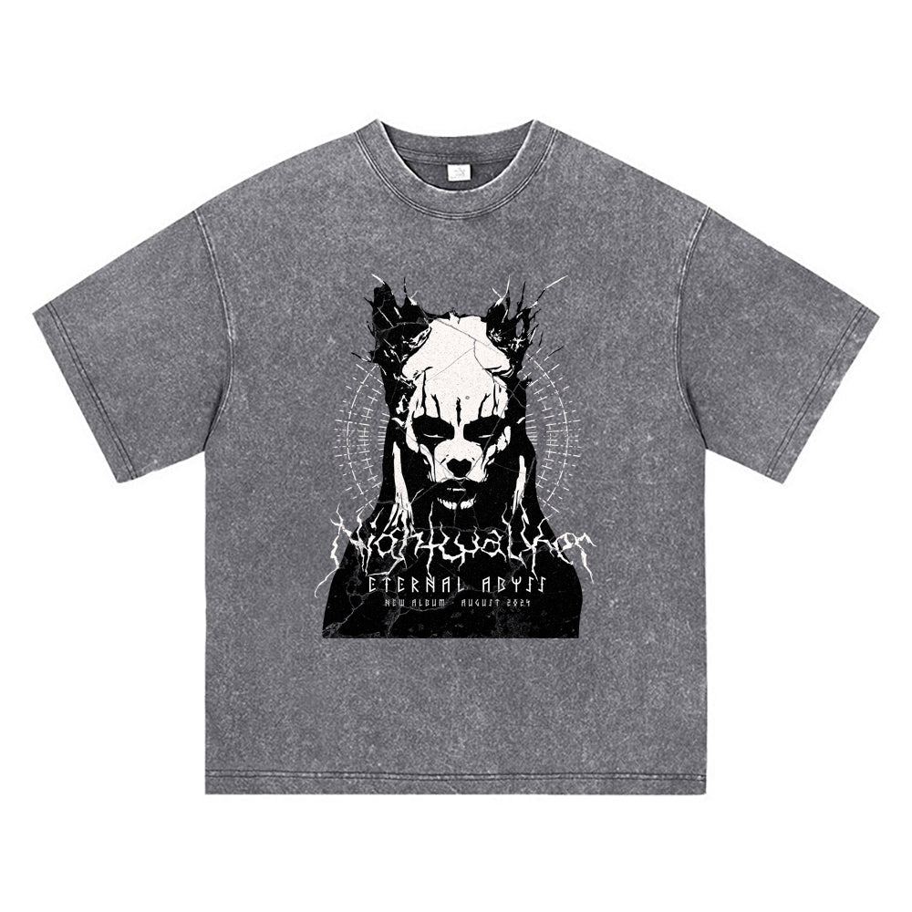 270GSM Heavy Cotton T-SHirt ACID Tees Washed Vintage T-Shirts Nightwalker Death Metal Shirt DTG Print TShirts