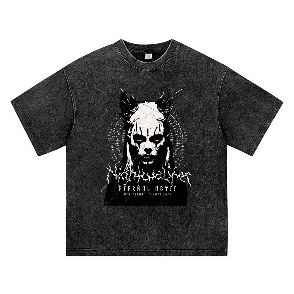 270GSM Heavy Cotton T-SHirt ACID Tees Washed Vintage T-Shirts Nightwalker Death Metal Shirt DTG Print TShirts