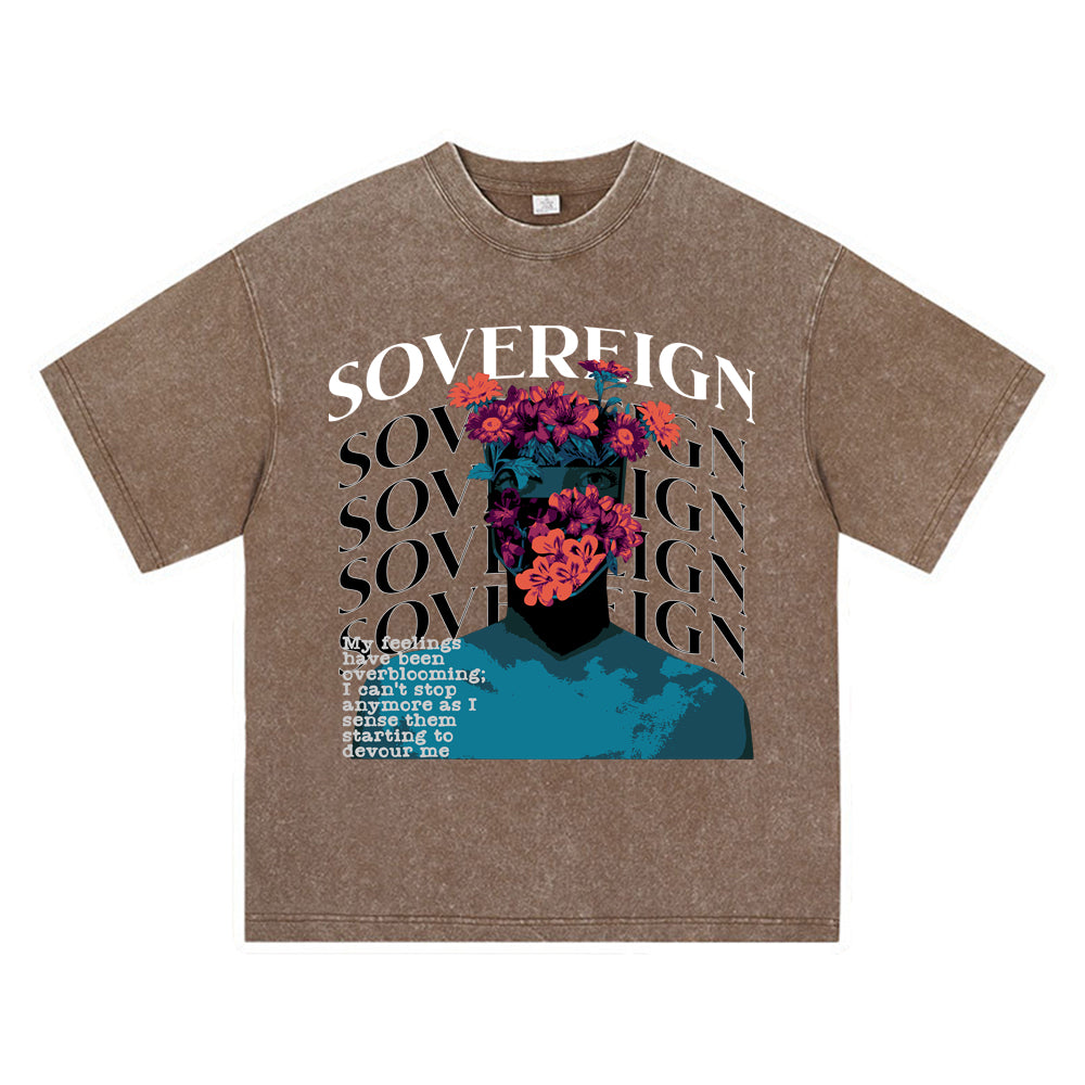 270GSM Heavy Cotton T-SHirt ACID Tees Washed Vintage T-Shirts Sovereign DTG Print TShirts