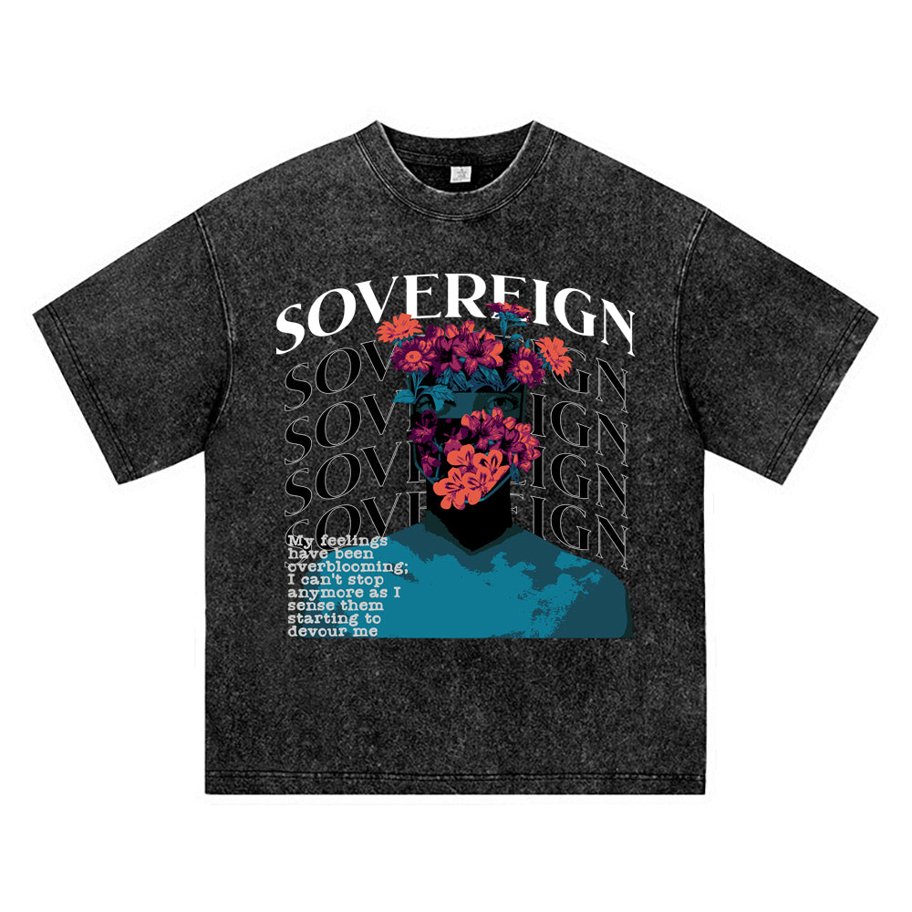 270GSM Heavy Cotton T-SHirt ACID Tees Washed Vintage T-Shirts Sovereign DTG Print TShirts