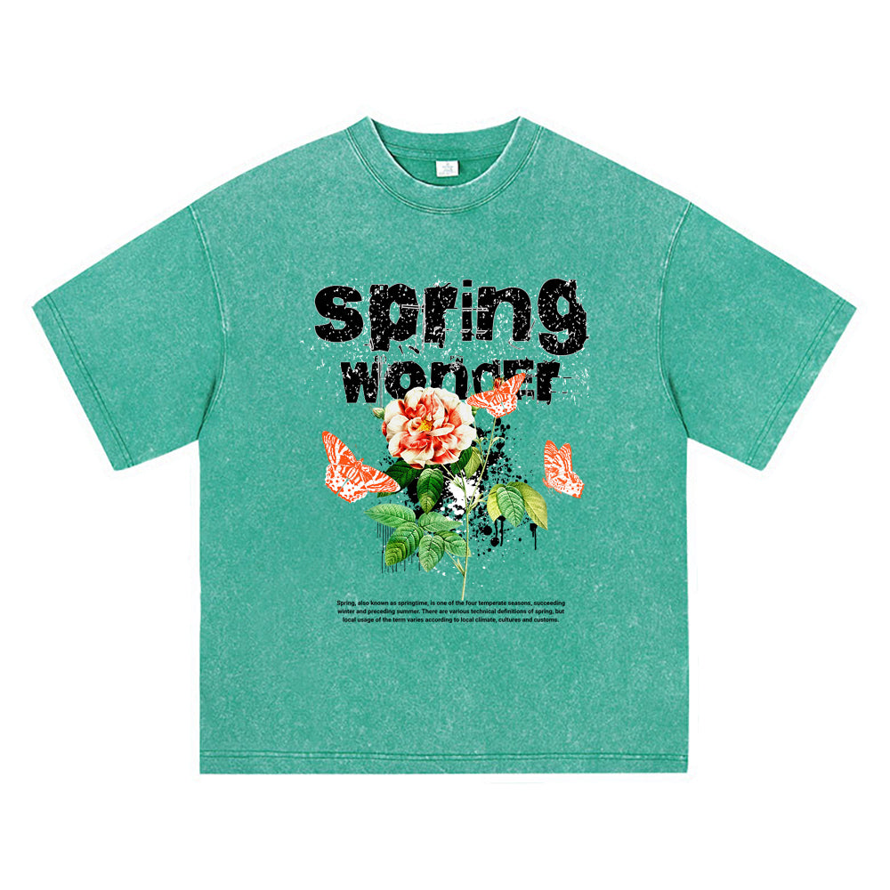 270GSM Heavy Cotton T-SHirt ACID Tees Washed Vintage T-Shirts Spring Wonder DTG Print TShirts