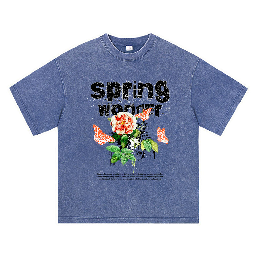 270GSM Heavy Cotton T-SHirt ACID Tees Washed Vintage T-Shirts Spring Wonder DTG Print TShirts