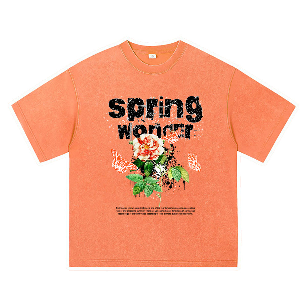 270GSM Heavy Cotton T-SHirt ACID Tees Washed Vintage T-Shirts Spring Wonder DTG Print TShirts