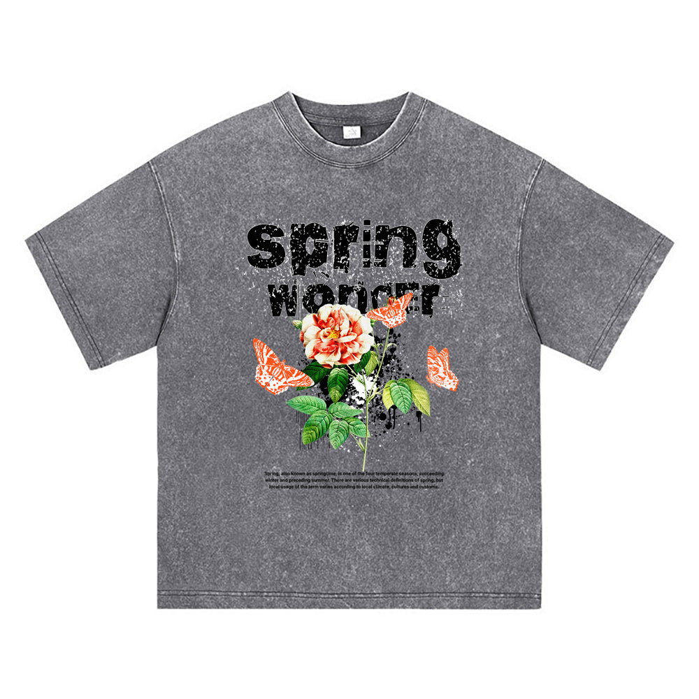 270GSM Heavy Cotton T-SHirt ACID Tees Washed Vintage T-Shirts Spring Wonder DTG Print TShirts