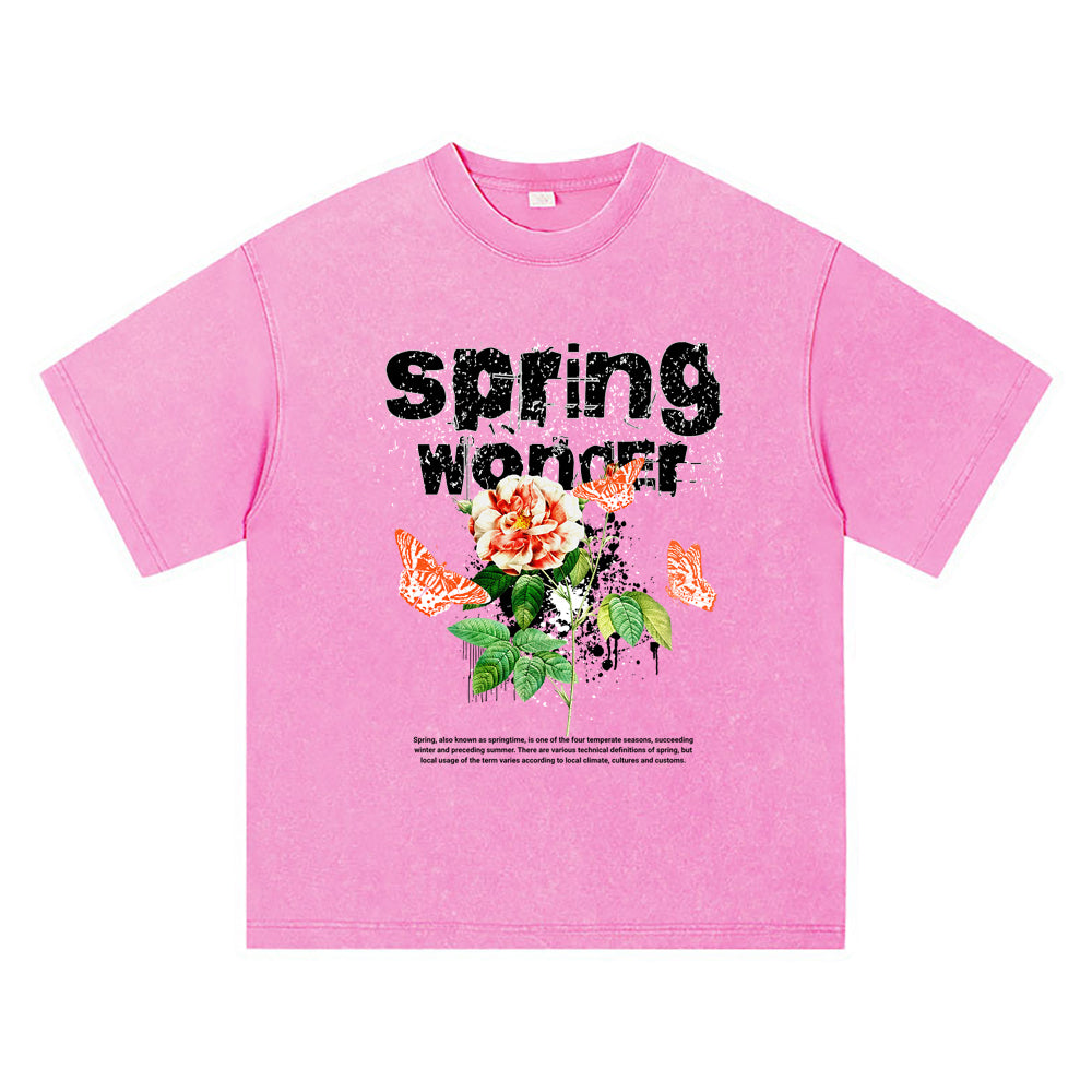 270GSM Heavy Cotton T-SHirt ACID Tees Washed Vintage T-Shirts Spring Wonder DTG Print TShirts