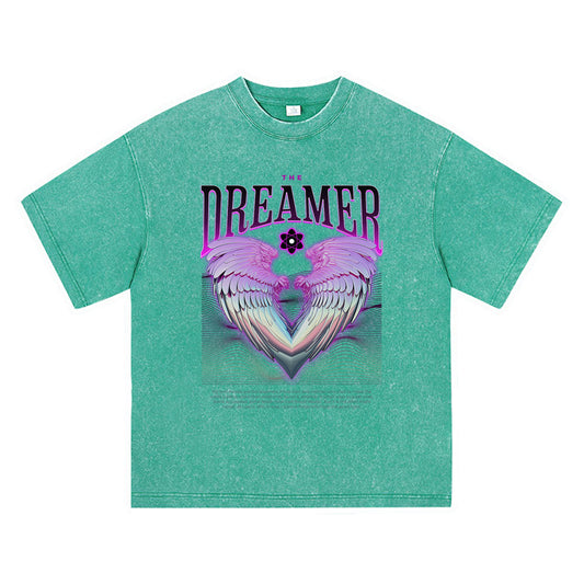 270GSM Heavy Cotton T-SHirt ACID Tees Washed Vintage T-Shirts The Dreamer DTG Print TShirts