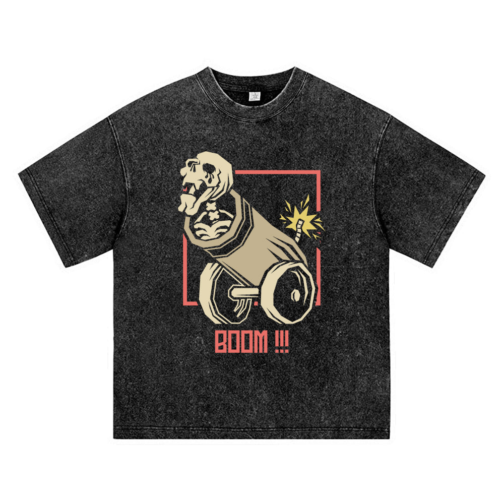 270GSM Heavy Cotton T-SHirt ACID Tees Washed Vintage T-Shirts Skull Inside Cannon DTG Print TShirts