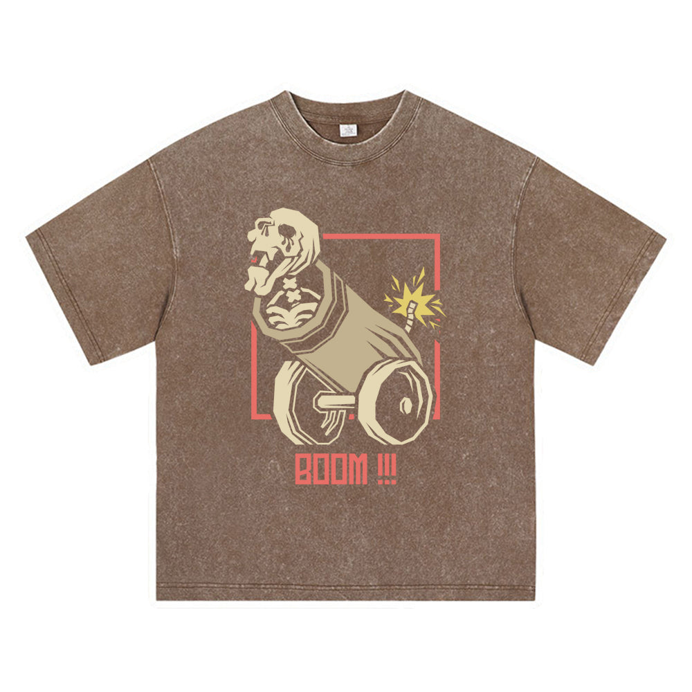 270GSM Heavy Cotton T-SHirt ACID Tees Washed Vintage T-Shirts Skull Inside Cannon DTG Print TShirts