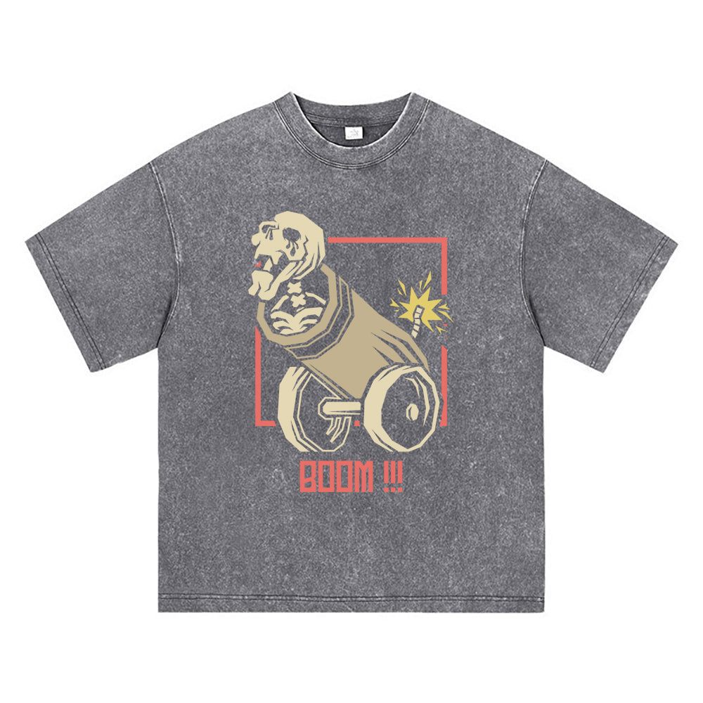 270GSM Heavy Cotton T-SHirt ACID Tees Washed Vintage T-Shirts Skull Inside Cannon DTG Print TShirts