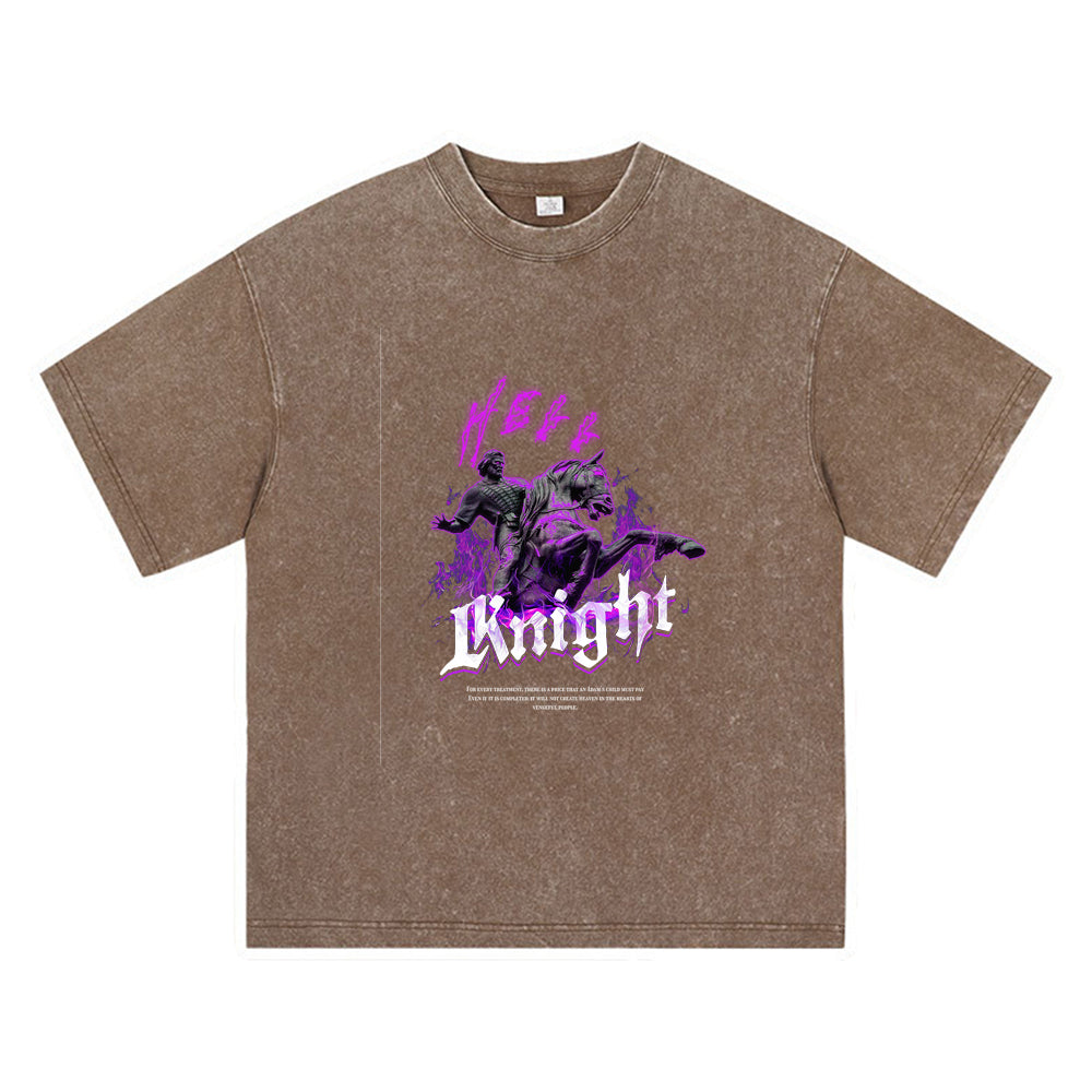 270GSM Heavy Cotton T-SHirt ACID Tees Washed Vintage T-Shirts Hell Knight DTG Print TShirts