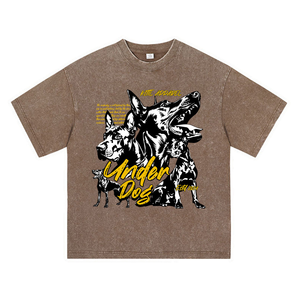 270GSM Heavy Cotton T-SHirt ACID Tees Washed Vintage T-Shirts Underdog DTG Print TShirts