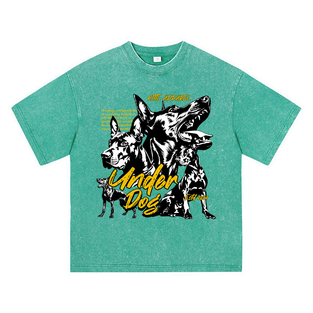 270GSM Heavy Cotton T-SHirt ACID Tees Washed Vintage T-Shirts Underdog DTG Print TShirts