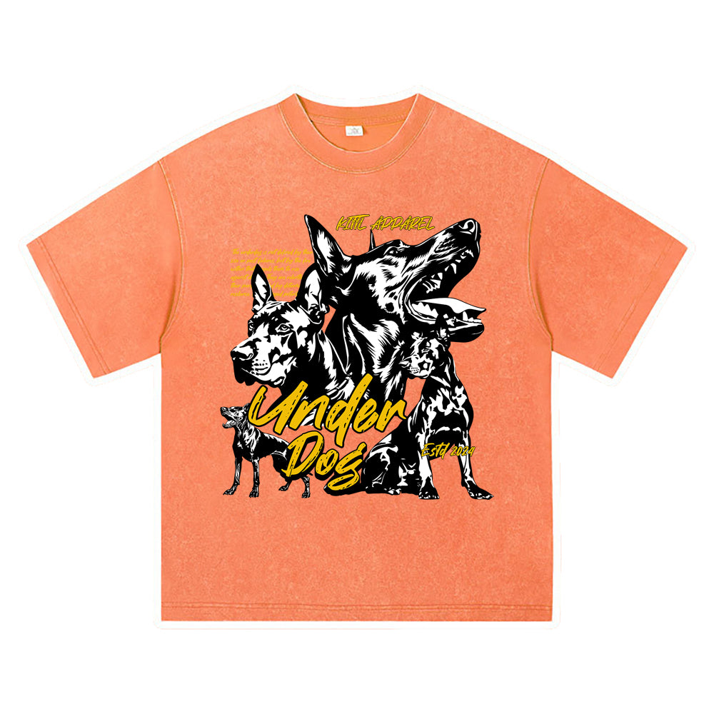 270GSM Heavy Cotton T-SHirt ACID Tees Washed Vintage T-Shirts Underdog DTG Print TShirts