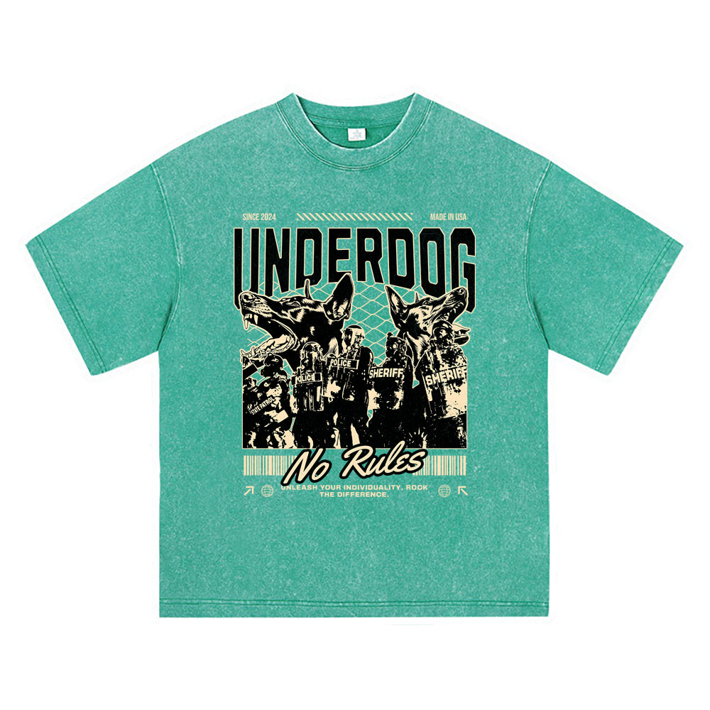 270GSM Heavy Cotton T-SHirt ACID Tees Washed Vintage T-Shirts Underdog (1) DTG Print TShirts