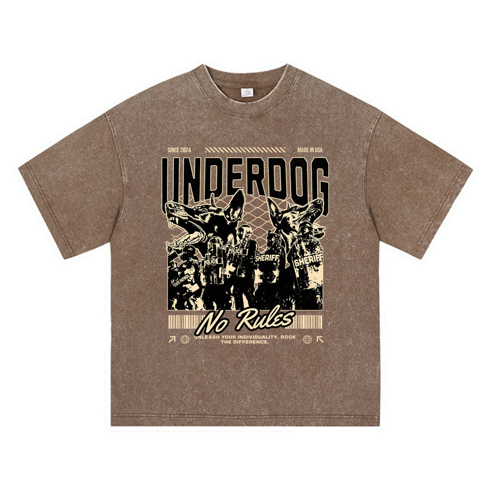 270GSM Heavy Cotton T-SHirt ACID Tees Washed Vintage T-Shirts Underdog (1) DTG Print TShirts