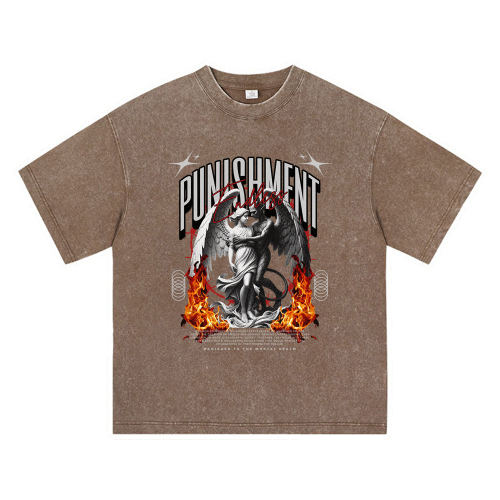 270GSM Heavy Cotton T-SHirt ACID Tees Washed Vintage T-Shirts Endless Punishment DTG Print TShirts