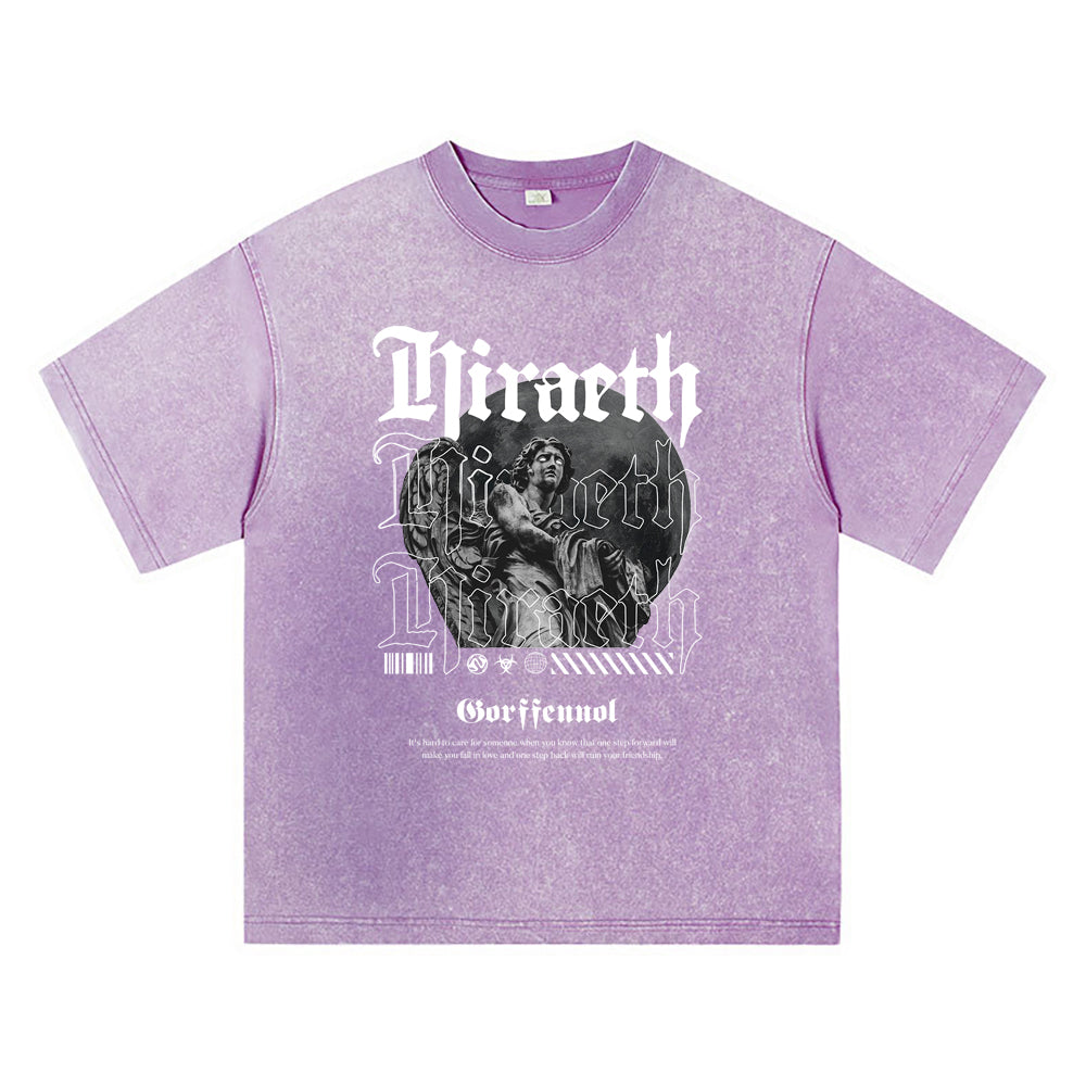 270GSM Heavy Cotton T-SHirt ACID Tees Washed Vintage T-Shirts Longing Hiraeth DTG Print TShirts