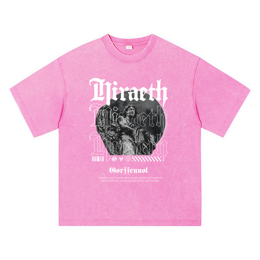 270GSM Heavy Cotton T-SHirt ACID Tees Washed Vintage T-Shirts Longing Hiraeth DTG Print TShirts