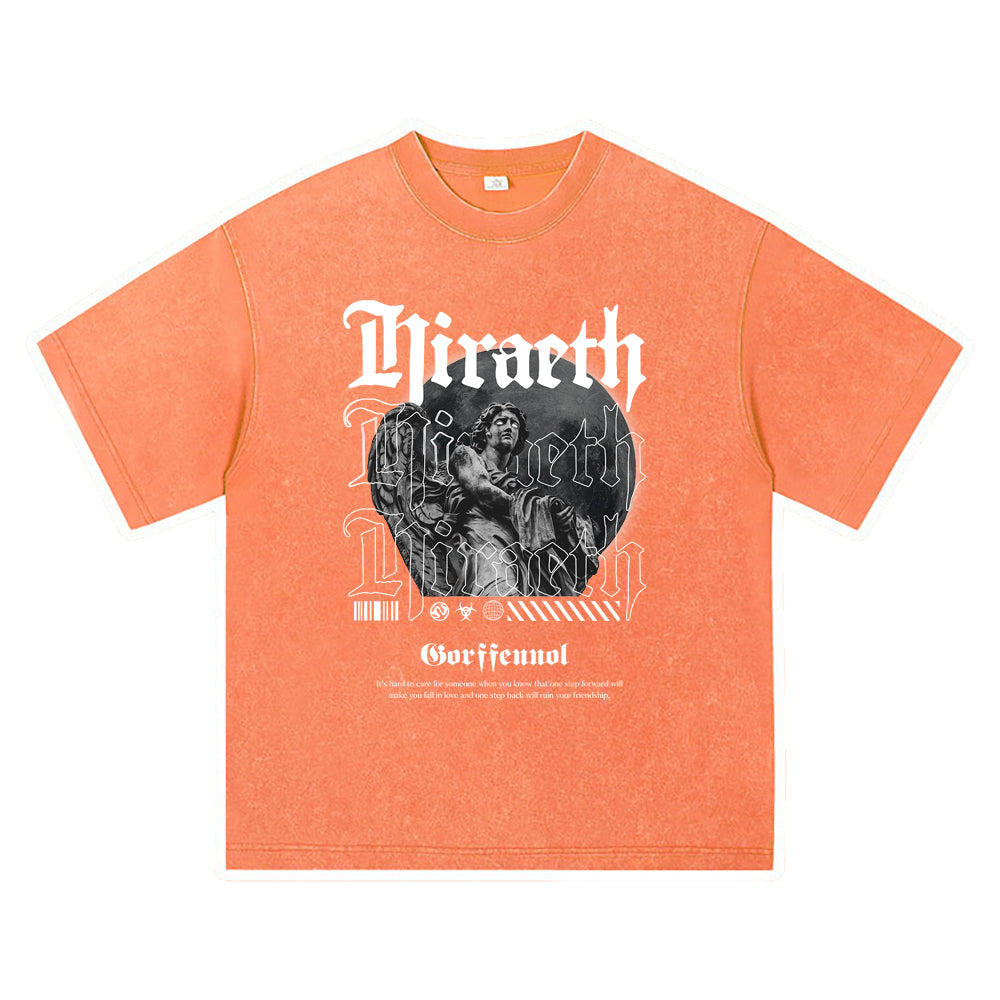 270GSM Heavy Cotton T-SHirt ACID Tees Washed Vintage T-Shirts Longing Hiraeth DTG Print TShirts