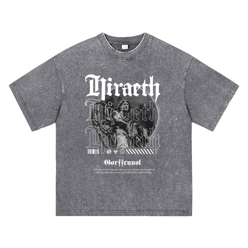 270GSM Heavy Cotton T-SHirt ACID Tees Washed Vintage T-Shirts Longing Hiraeth DTG Print TShirts