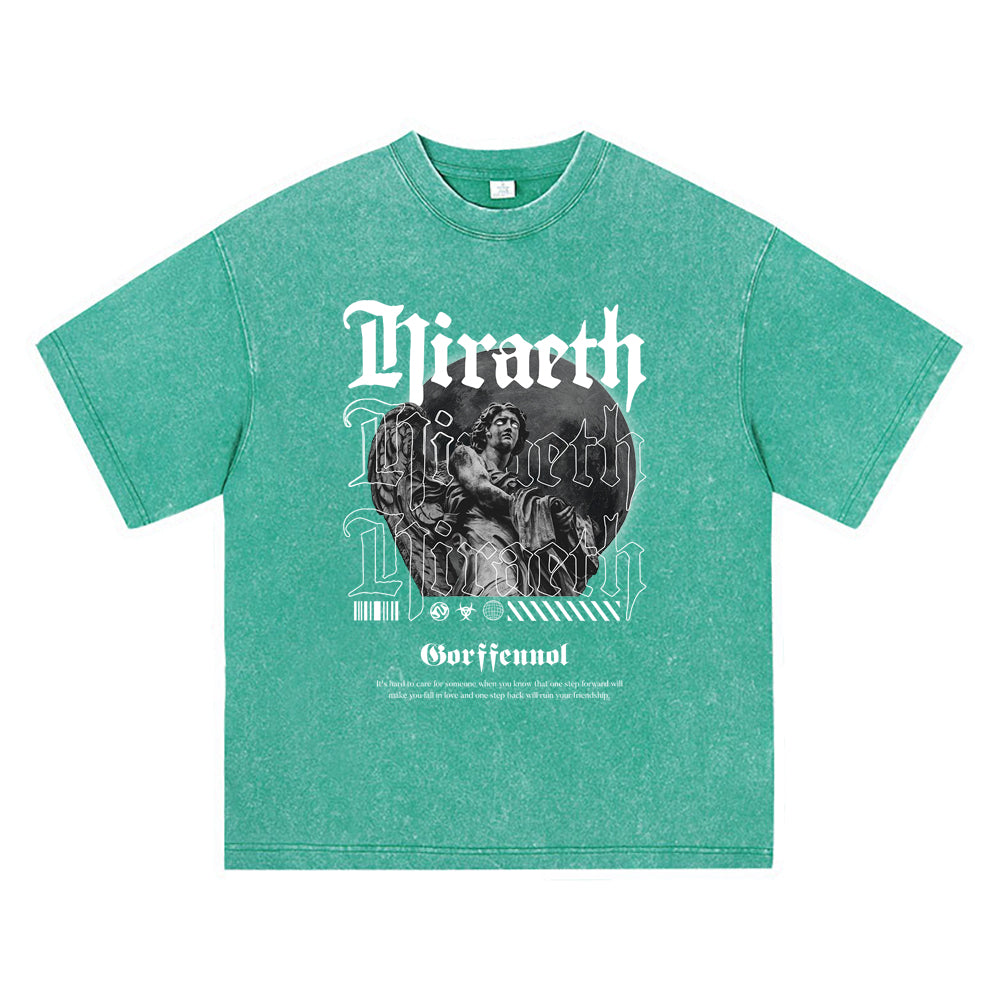 270GSM Heavy Cotton T-SHirt ACID Tees Washed Vintage T-Shirts Longing Hiraeth DTG Print TShirts