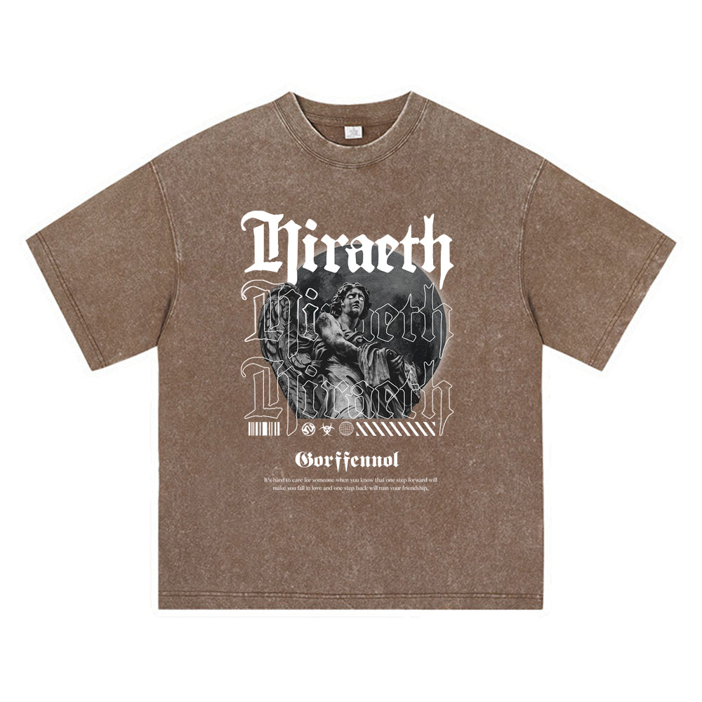 270GSM Heavy Cotton T-SHirt ACID Tees Washed Vintage T-Shirts Longing Hiraeth DTG Print TShirts