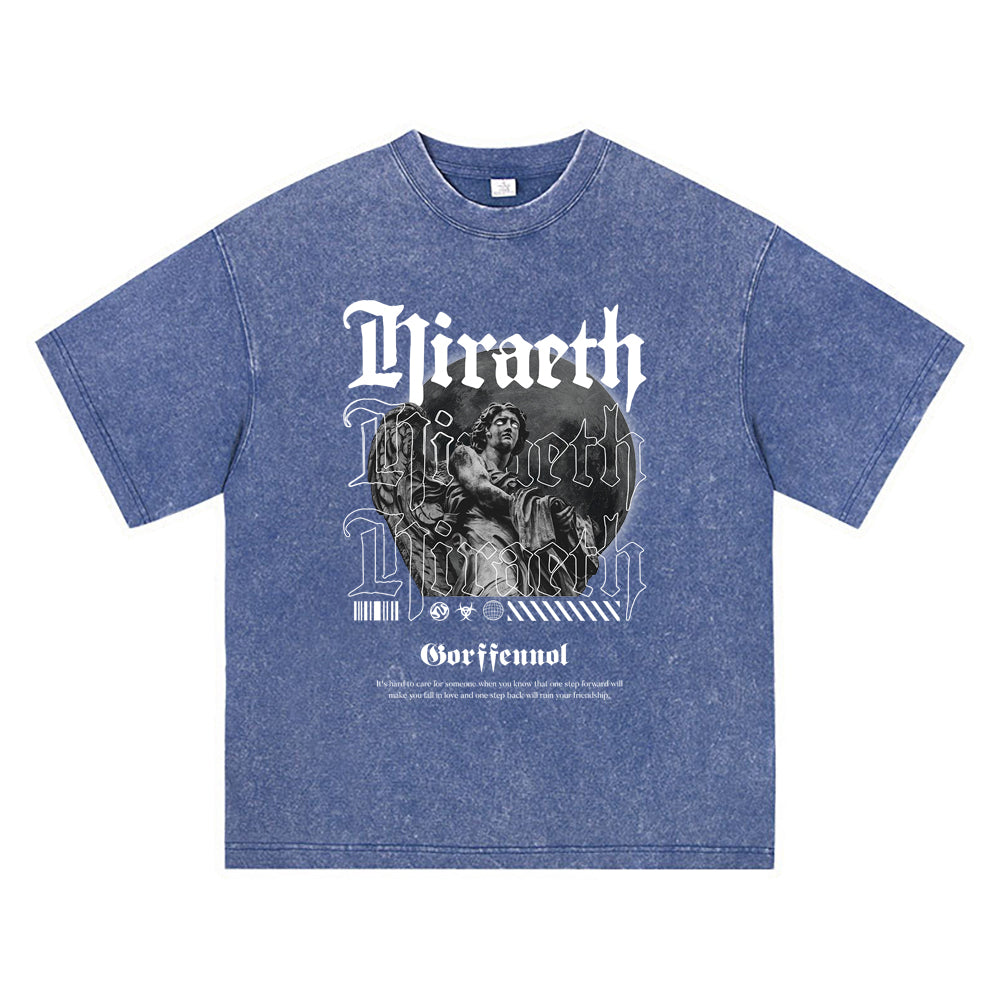 270GSM Heavy Cotton T-SHirt ACID Tees Washed Vintage T-Shirts Longing Hiraeth DTG Print TShirts