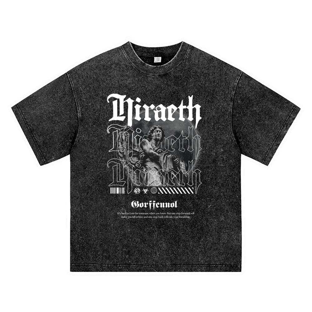 270GSM Heavy Cotton T-SHirt ACID Tees Washed Vintage T-Shirts Longing Hiraeth DTG Print TShirts