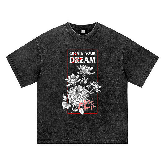 270GSM Heavy Cotton T-SHirt ACID Tees Washed Vintage T-Shirts Create Your Own Dreame DTG Print TShirts