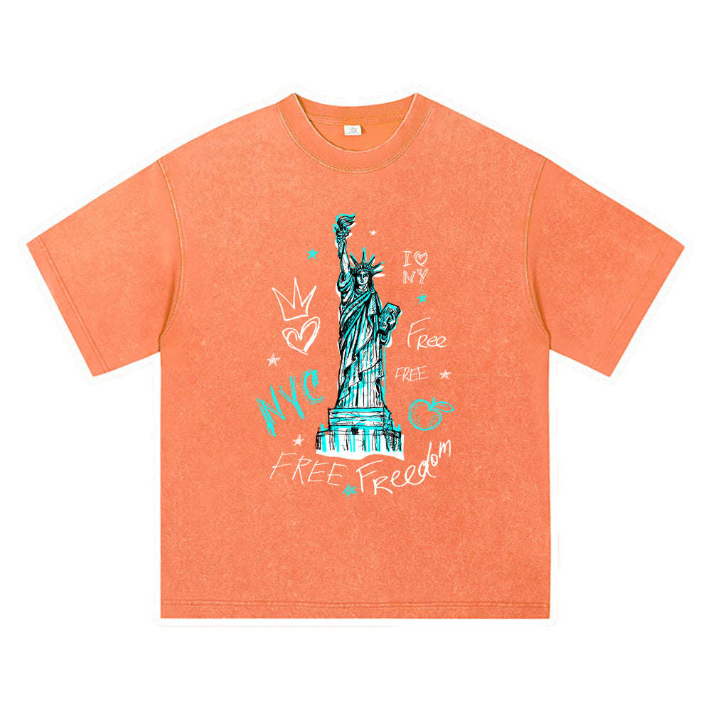 270GSM Heavy Cotton T-SHirt ACID Tees Washed Vintage T-Shirts Free New York DTG Print TShirts