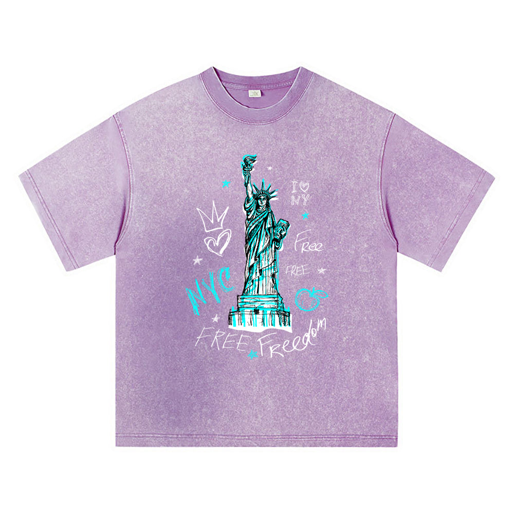 270GSM Heavy Cotton T-SHirt ACID Tees Washed Vintage T-Shirts Free New York DTG Print TShirts